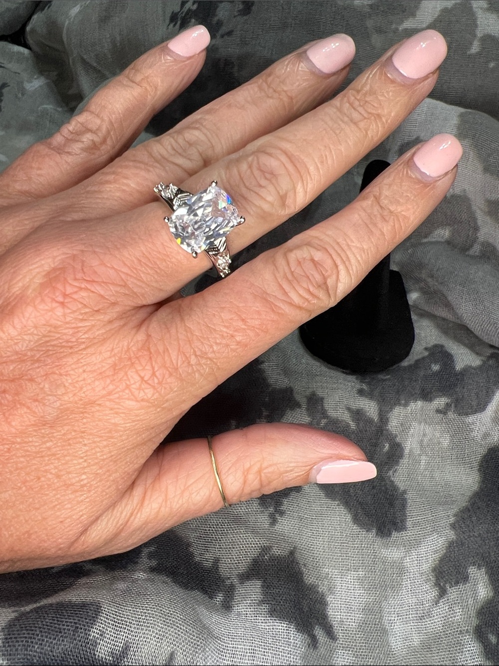 Elegant Moissanite Solitaire Cushion-Cut Ring in Silver